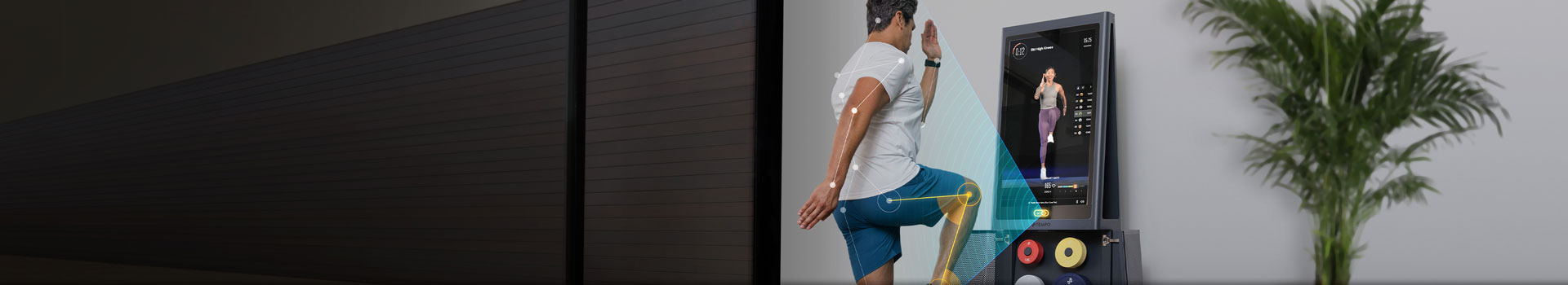 Tempo home gym tracking a man's motions as he works out.