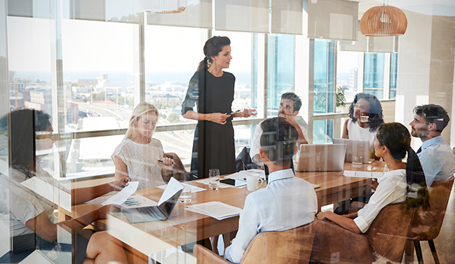 Female emloyee leading a meeting"