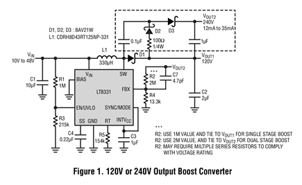 Figure 1. 120V or 240V Output Boost Converter.