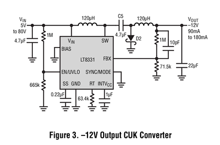Figure 3. –12V Output CUK Converter.