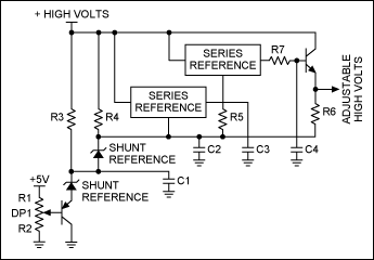 Figure 3. The high voltage applied is limited by the sum of the stacked references.