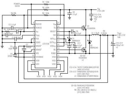 LTC1736-based core-voltage regulator with active voltage positioning