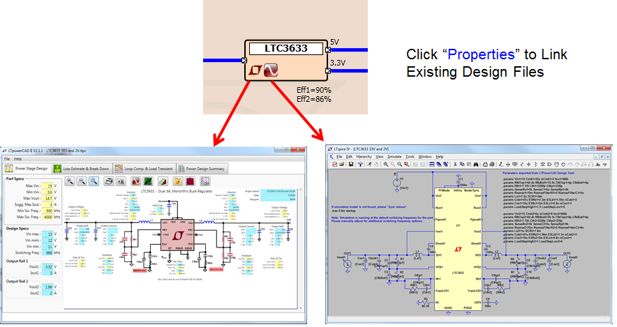 Figure 6. Linking to Exisitng LTpowerCAD & LTspice Files