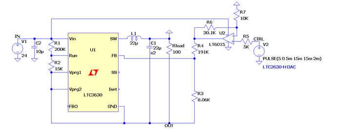 Figure 2: Positive to Negative Converter with Variable Output Using LTC3630 and LT6015