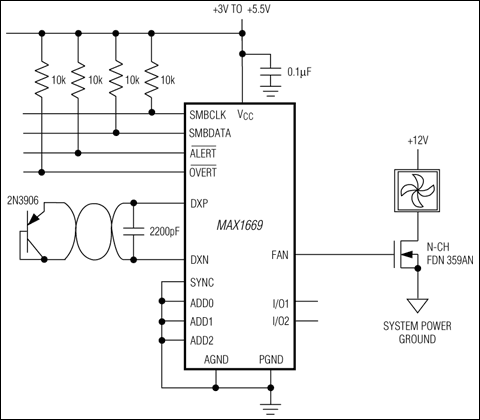 MAX1669：典型工作电路