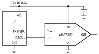 MAX5380、MAX5381、MAX5382：典型工作电路