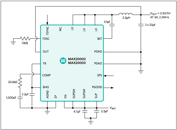 MAX20002,MAX20003:Typical Application Circuit/Block Diagram