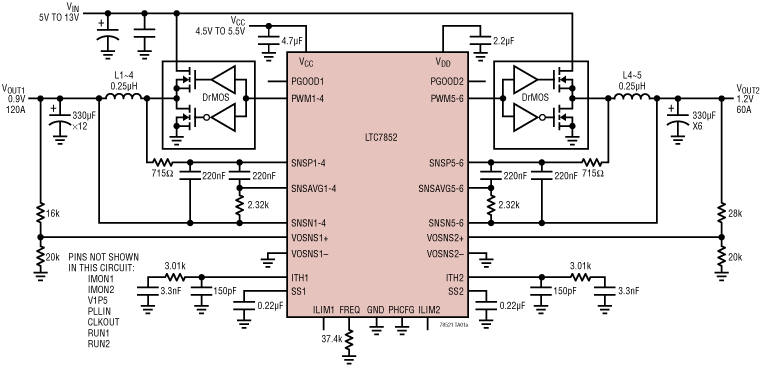LTC7852/LTC7852-1 Application Circuit Diagram