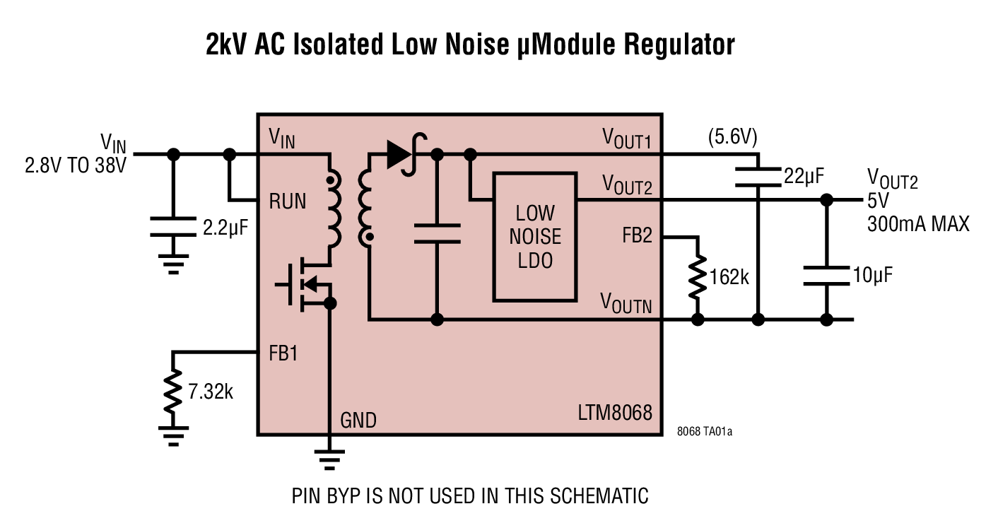 2kV AC Isolated Low Noise μModule Regulator
