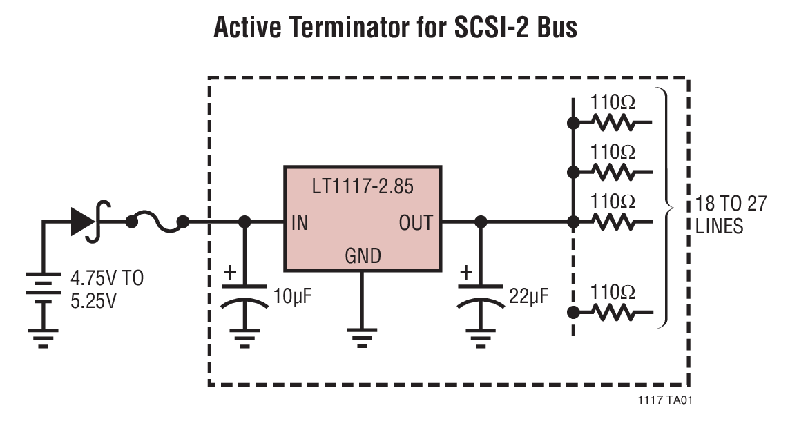Active Terminator for SCSI-2 Bus
