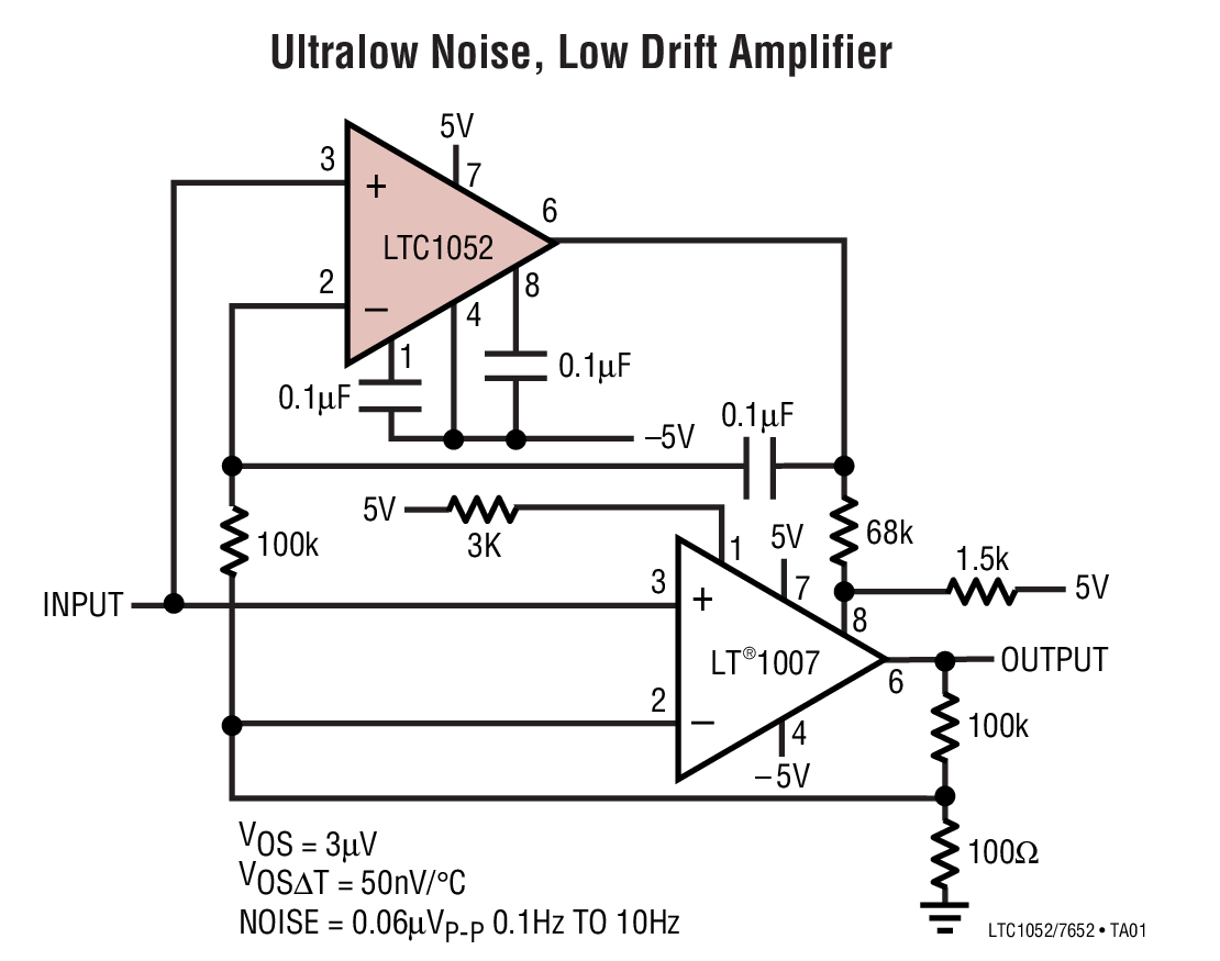 Ultralow Noise, Low Drift Amplifier