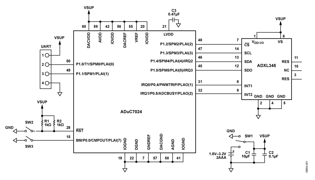 ADXL345 and ADuC7024 in 4-Wire SPI Configuration