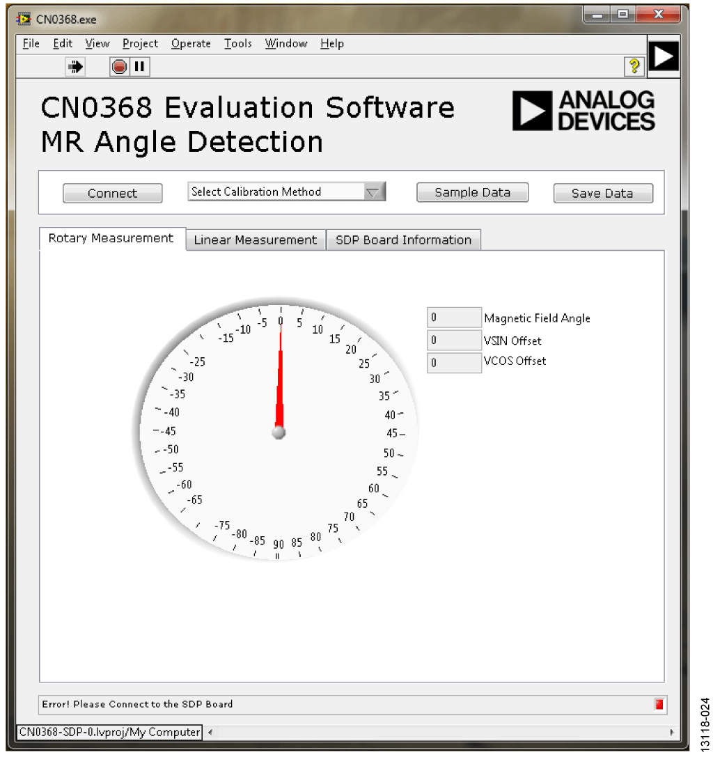 Screenshot of CN0368 Evaluation Software, Rotary Measurement Tab