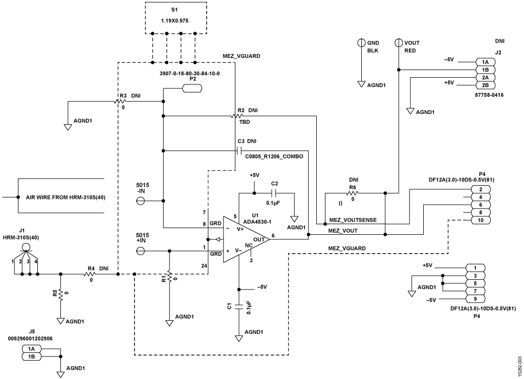 Low Leakage Mezzanine Board (EVAL-CN0407-1-SDPZ) Detailed Schematic