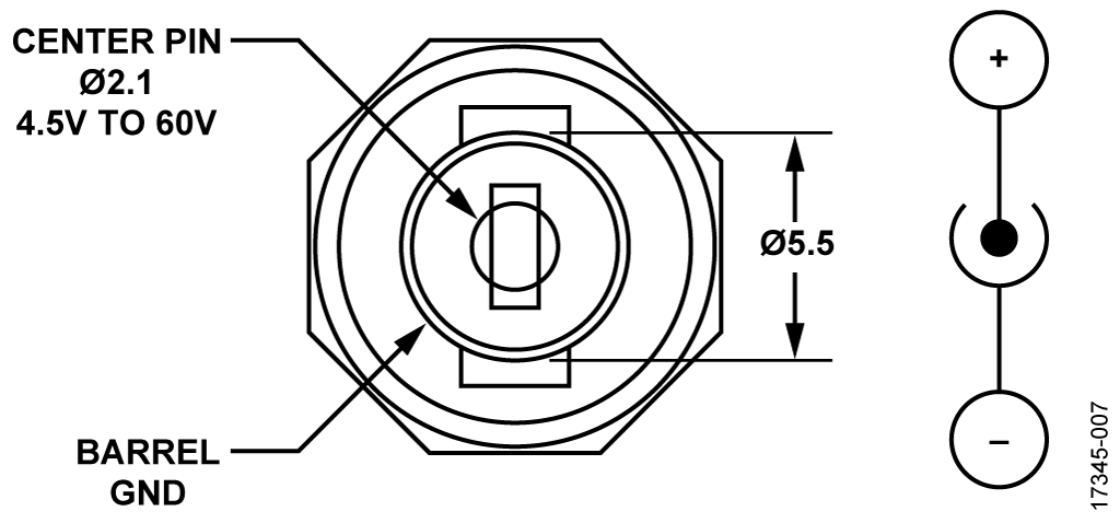 External DC Power Supply Barrel Jack Dimensions