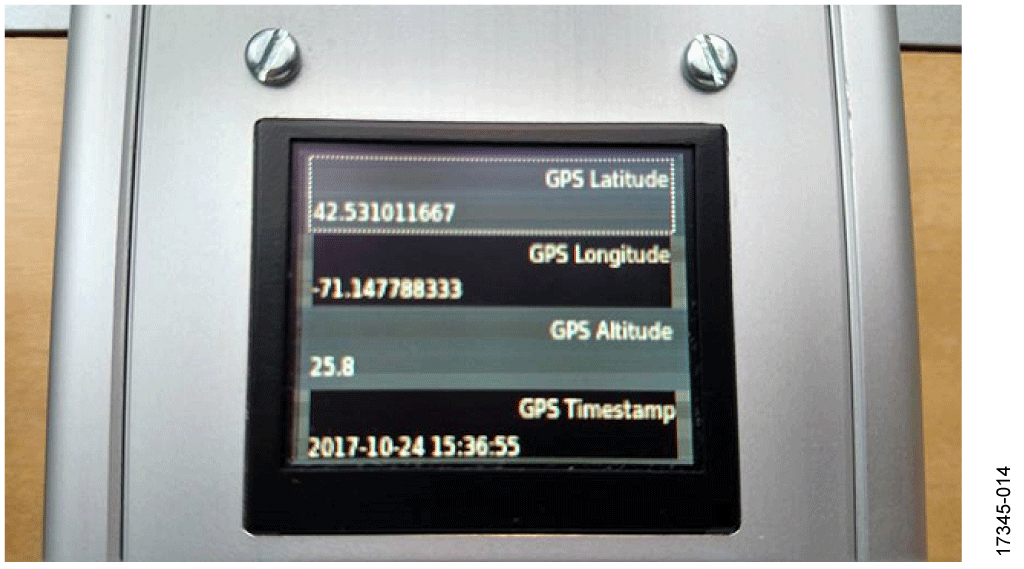 OLED Showing GPS Coordinates on an ADRV-PACKRF