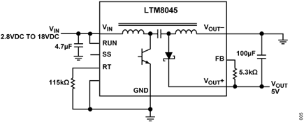 Basic SEPIC Connections for LTM8045 with 5 volts Output