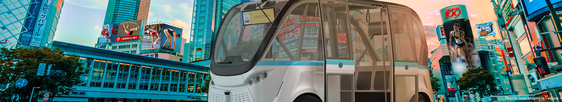Autonomous driving vehicle for Tokyo Olympic Games in Shibuya Japan
