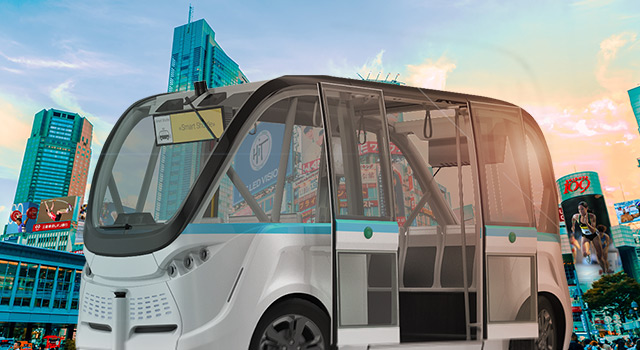 Autonomous driving vehicle for Tokyo Olympic Games in Shibuya Japan