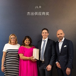 Barbara Bergmeier (Executive Director, Industrial Operations, JLR Board Member), Shalini Palmer (Corporate Vice President, EMEA, ADI), Andy Wells (Principal Account Manager, ADI), Tobias Moch (Chief Purchasing Officer, JLR)