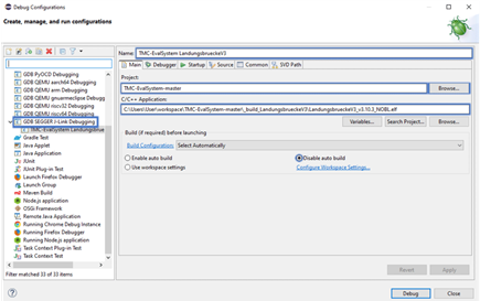 Figure 14: Create a Debug Configuration