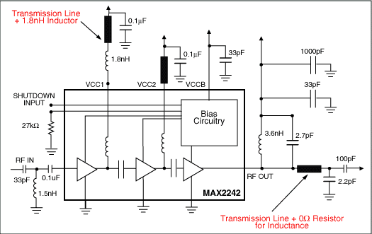 Figure 2. MAX2242 1.9GHz DECT schematic.