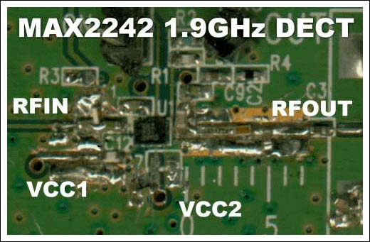 Figure 3. MAX2242 1.9GHz DECT EV kit component locations.