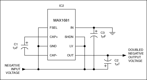 Figure 2. This circuit (a modification of Figure 1) doubles negative input voltages between 2V and 5.5V.