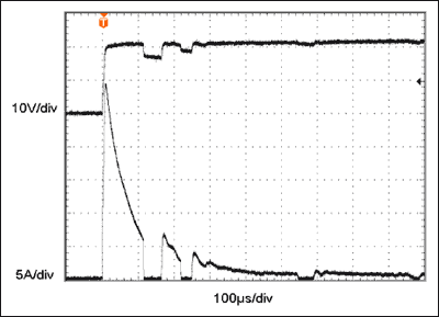 Figure 2. The mechanical relay K1 by itself exhibits contact bounce on closure.