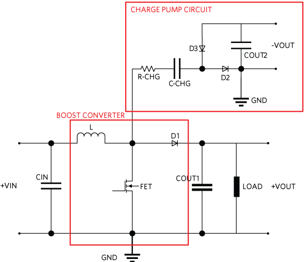 Figure 3. Schematic of the negative voltage using the boost converter.