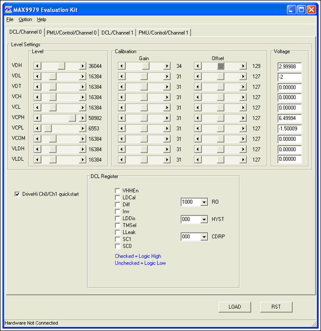 Figure 4. Setting for VDH0 offset and gain registers after calibration.
