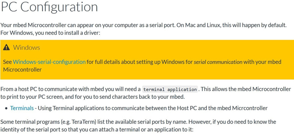 Figure 4. PC Configuration; Windows drivers.