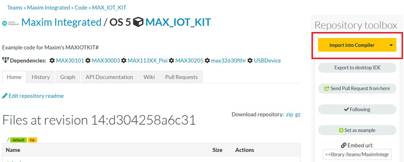 Figure 5. Import program into mbed compiler.