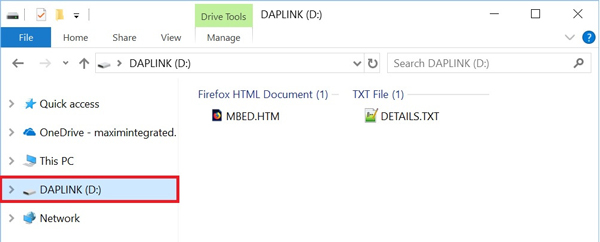 Figure 10. DAPLINK USB drive.