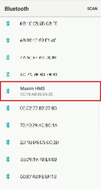 Figure 13. Connect to Maxim HMS from IoT Health Monitor app.