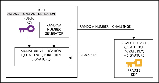 Figure 2. Asymmetric key authentication relies on public and private keys.