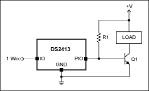 Figure 2. Using a 1-wire switch to drive an external transistor lets you control high-voltage loads.