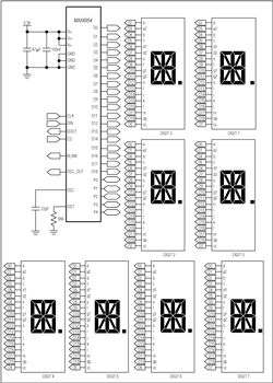 Figure 1. MAX6954 16-segment application circuit.