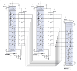 Figure 1. Line protectors IC3 and IC4 prevent either of the two parallel transceivers (IC1 and IC2) from loading the data bus while they are inactive (shut down or turned off).