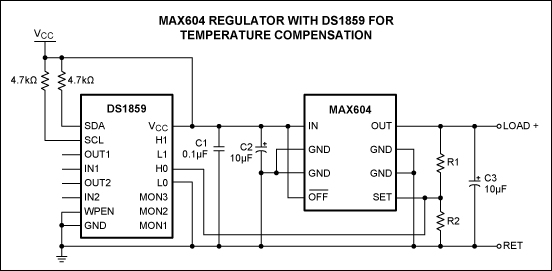 Figure 2. Temperature-compensation circuit for MAX604.