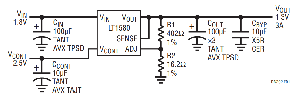 Figure 1. LT1580 Fast Transient Response Low Dropout Linear Regulator.