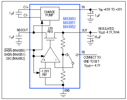 Figure 6. This GaAsFET-bias power supply contains a linear regulator that limits the output noise to 2mVP-P.