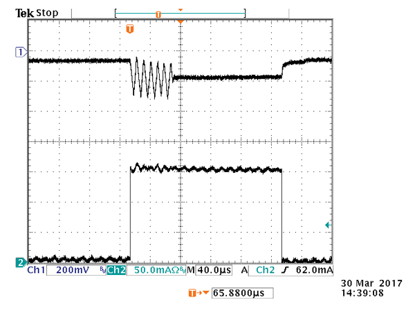 Figure 5. Noise during transition between modes.