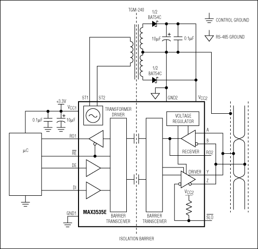 Figure 5. A typical application circuit for the MAX3535E.