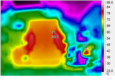 Thermal Image at 24Vin, 54V @ 1.5A Output, with No Forced Air
