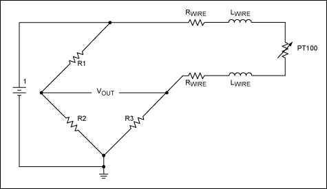 Figure 1. This two-wire connection affects measurement accuracy by adding resistance in series with the RTD