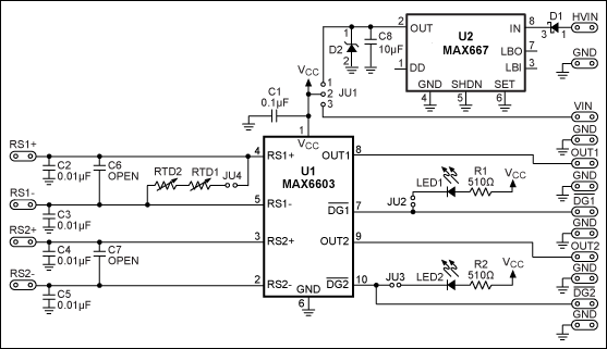 Figure 2. MAX6603EVKIT schematic