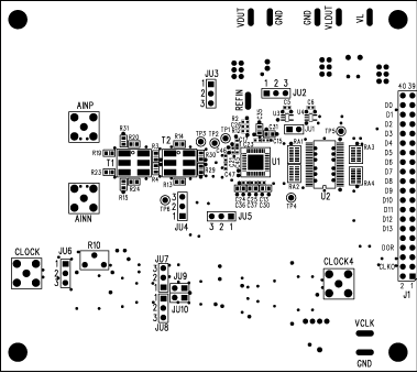 Figure 4. EV Kit top-side silkscreen and component placement.