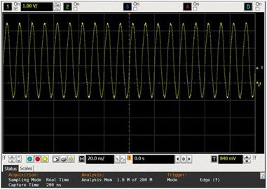 100MHz signal measured using standard scope ground lead