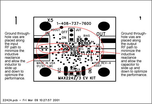 Figure 1. Top-component view of the MAX2242 evaluation board.